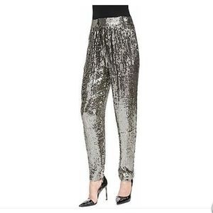 Alice and Olivia antique gold sparkle pants